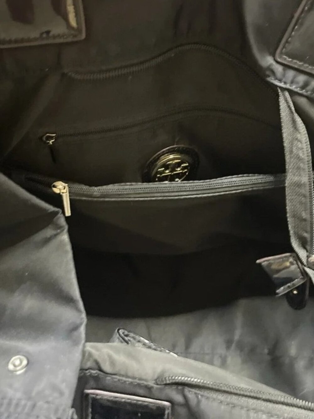 Tory Burch Black Nylon Tote with Patent Trim - Picture 5 of 6